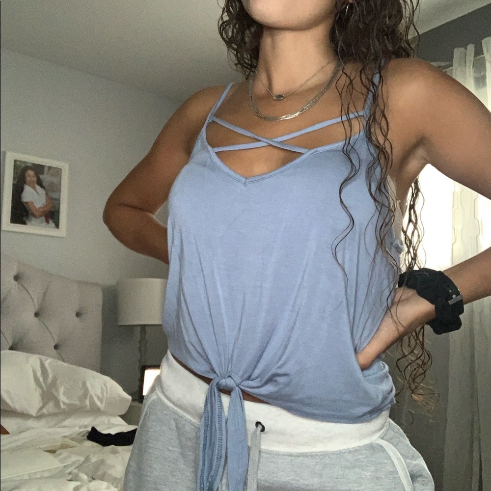 Blue tie top